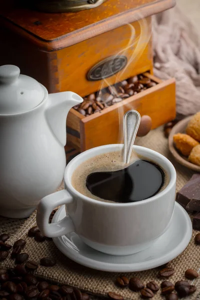 Café Una Taza Fondo Antiguo — Foto de Stock