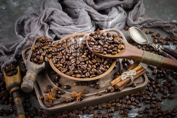 Coffee Cup Background Coffee Beans Old Background — Stock Photo, Image