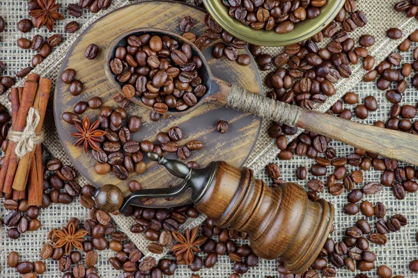 Fekete Kávé Egy Régi Háttér Egy Csésze — Stock Fotó