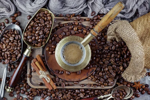 Café Preto Fundo Velho Uma Xícara — Fotografia de Stock