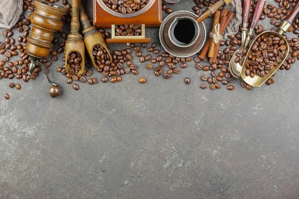 Caffè Nero Vecchio Sfondo Una Tazza — Foto Stock