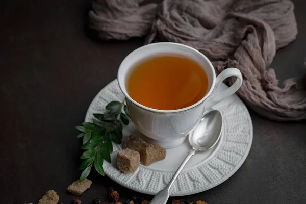 Tea Forró Ital Régi Háttér Összetétele Asztalon — Stock Fotó