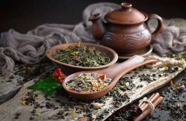 Eski bir arka planda, fincanda çay