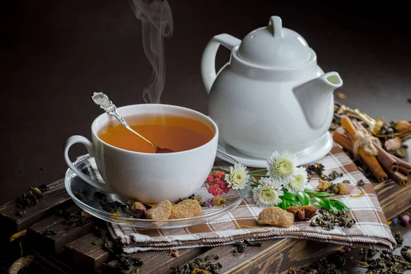 Чай Чашке Старом Фоне — стоковое фото