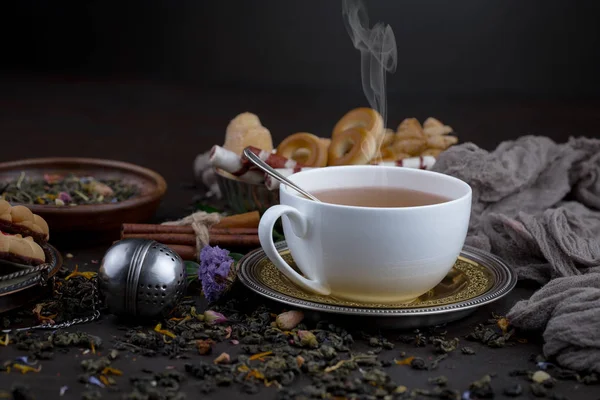 Чай Чашке Старом Фоне — стоковое фото