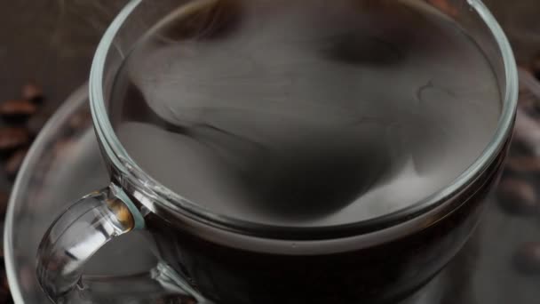 Caffè Caldo Una Tazza Con Vapore Vecchio Sfondo — Video Stock