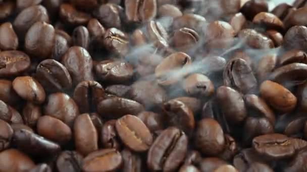 Roasted Coffee Beans Smoke Pan — Stock Video