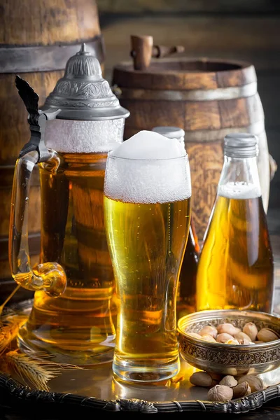 Light Beer Glass Table — Stock Photo, Image