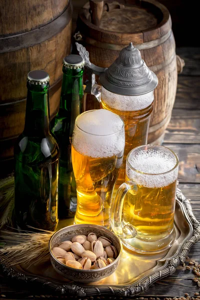 Light Beer Glass Table — Stock Photo, Image