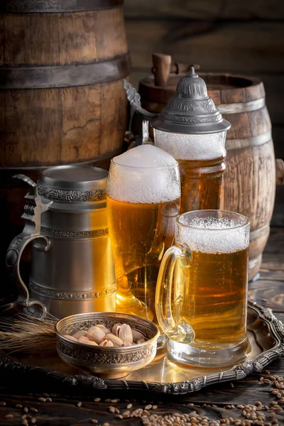 Light Beer Glass Table — Stock Photo, Image