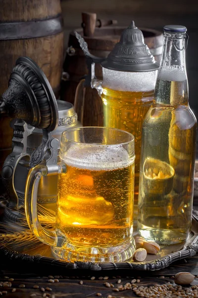 Light Beer Glass Table — Stock Photo, Image