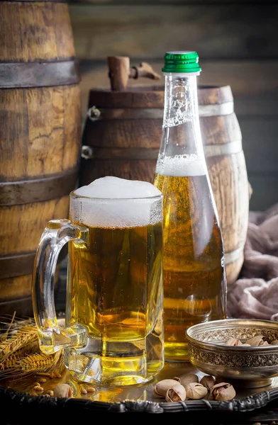 Light Beer Glass Table — Stock Photo, Image