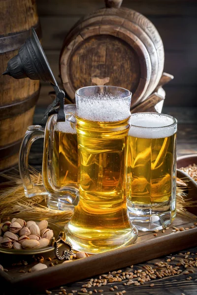 Light Beer Glass Table — Stock Photo, Image