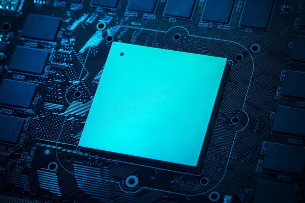 Futuristische processor op het moederbord van dichtbij — Stockfoto