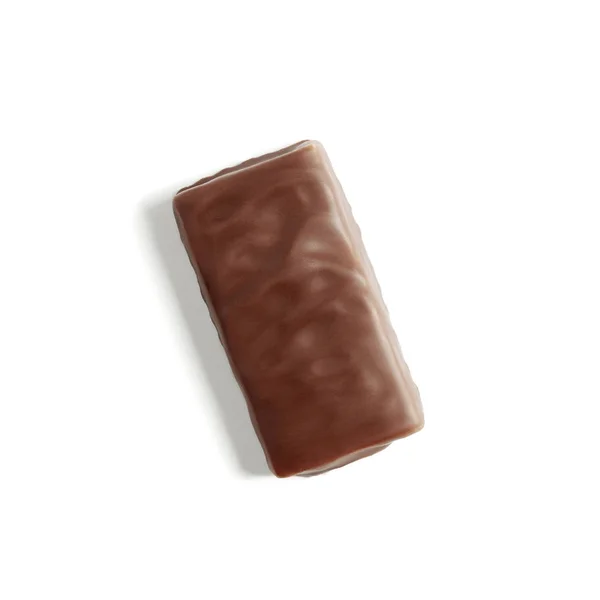 Barre chocolatée sur blanc, isolée — Photo