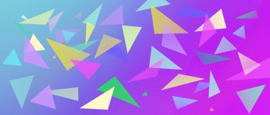 Değişken arkaplanda çok renkli uçan üçgenler. Parlak renkli çocukların geçmişi