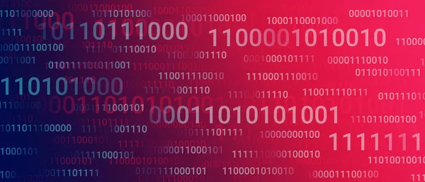 Binary Code Achtergrond Grote Kleine Cijfers Met Waarschuwing Rode Kleur — Stockfoto