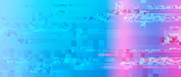 Digital signal damage with flare effect. Noise, glitch effect, interference and abstract pixels artifacts. Cyberspace, virtual reality, hacked system concept.