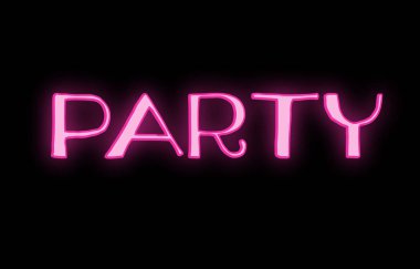  Pembe vektör neon ışıkları parti poster.