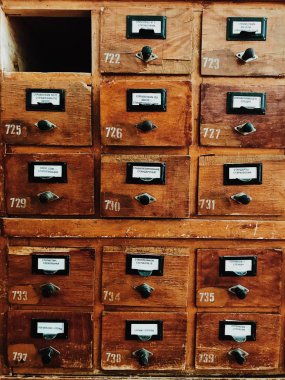 Bir kitap için uygun ve hızlı bir arama için bir vintage Kütüphane Kataloğu. İlginç ve güzel dokular ve arka planlar.