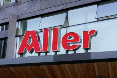 Genel Müdürlük Aller logo. Dergi ve gazetelerde Nordic önde gelen yayıncı Aller medya olduğunu