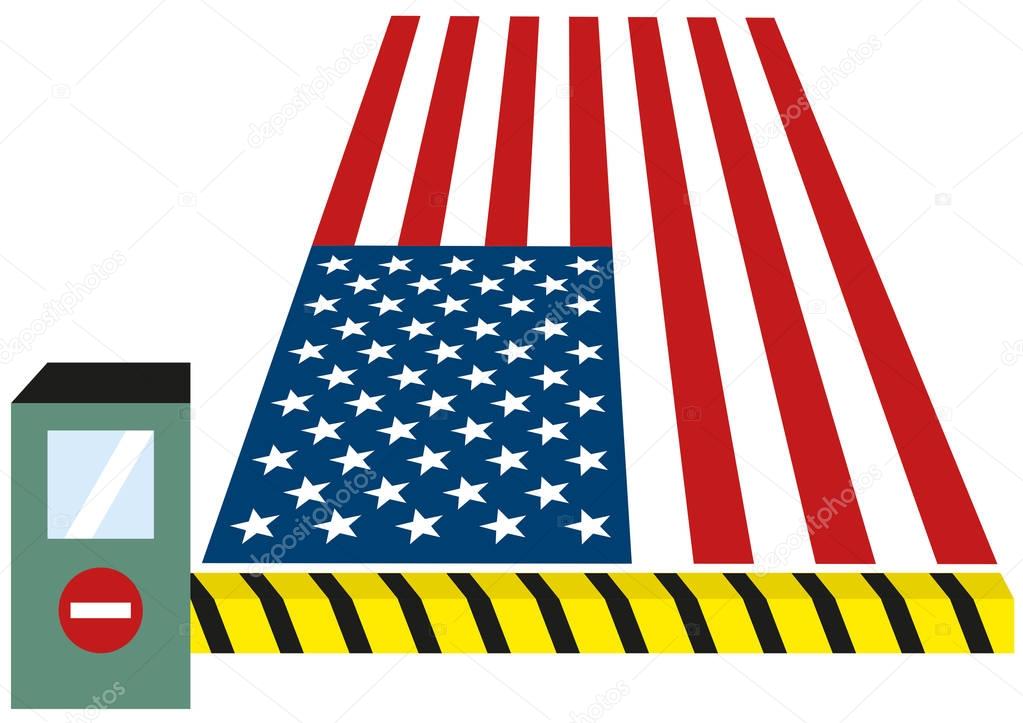 USA United States puts toll puts custom on goods and closes borders for immigrants isolated vector clipart illustration 