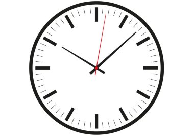 Modern basit tasarım saat simge vektör web, grafik ve mobil tasarım el ve ikinci el beyaz arka plan üzerinde izole kırmızı ile için.