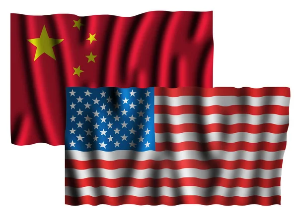 Conceito Conflito Eua China Com Bandeiras Isoladas — Fotografia de Stock