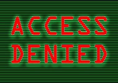 Erişim engellendi yazılmış kırmızı bilgisayar ekran internet güvenlik kavramı ve siber suçlular veya sistem arızası karşı uyarı