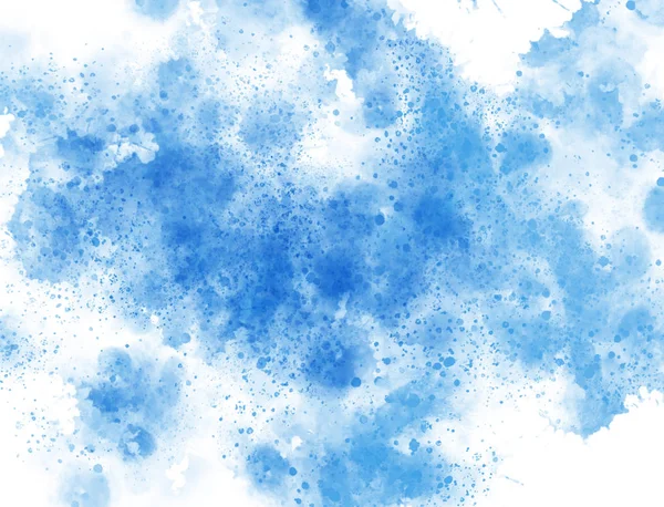 Blauwe Aquarelspatten Witte Achtergrond — Stockfoto