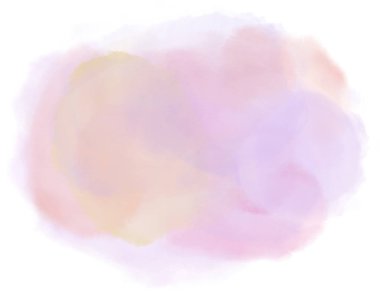 Açık pembe ve turuncu renkte soyut suluboya sıçraması. Beyaz arkaplan ve kopyalama alanı olan arkaplan çizimi. Bilgisayar tarafından oluşturulan resim. 