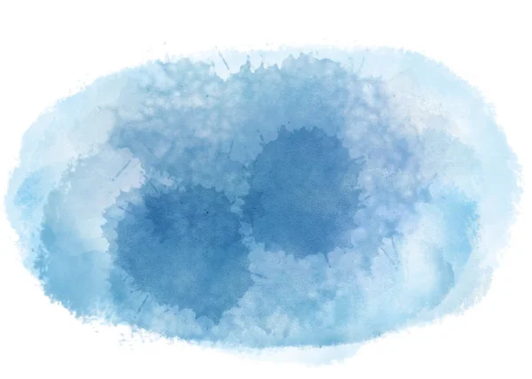Blauwe Borstel Aquarel Wolk Plons Met Vlekken Etherische Achtergrond Voor — Stockfoto