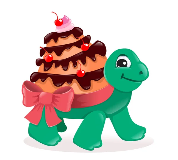 Turtle Cake pe coajă — Vector de stoc