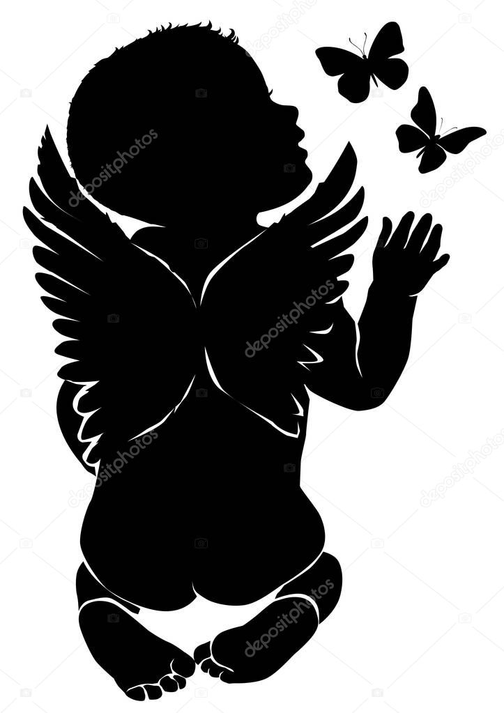 Download Angel baby with butterflies — Stock Vector © pinkkoala ...
