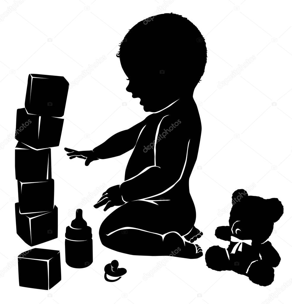 Download Brinquedos e bebê de silhuetas. — Vetores de Stock ...
