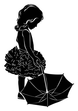 Siluet kız şemsiye ile