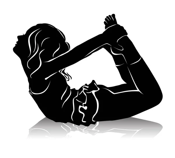 Silhouette fille faire exercice gymnastique — Image vectorielle