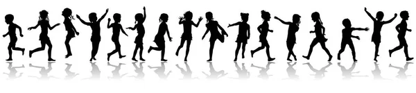 Nahtlose Muster Silhouetten Kinder springen herum — Stockvektor
