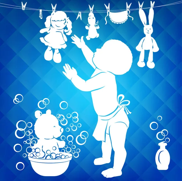Silhouette lingettes bébé jouets — Image vectorielle