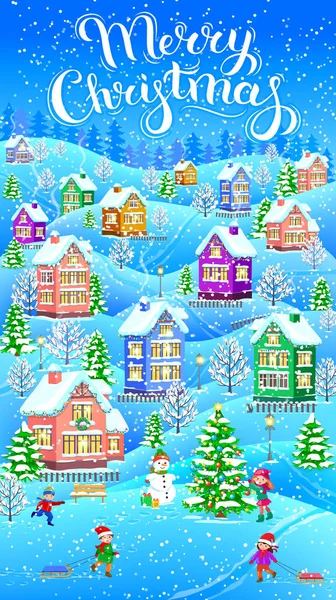 Vertikale Winter-Weihnachtskarte — Stockvektor