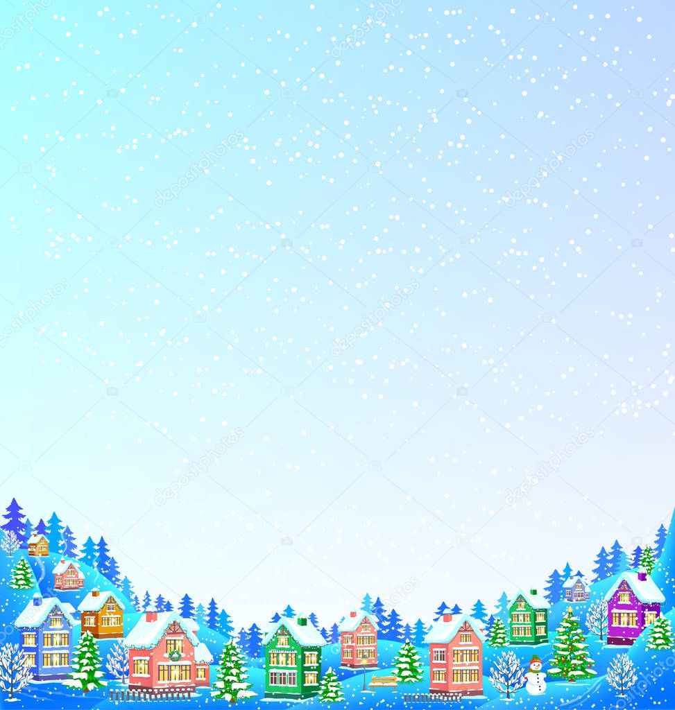 Snow background for text with winter landscape