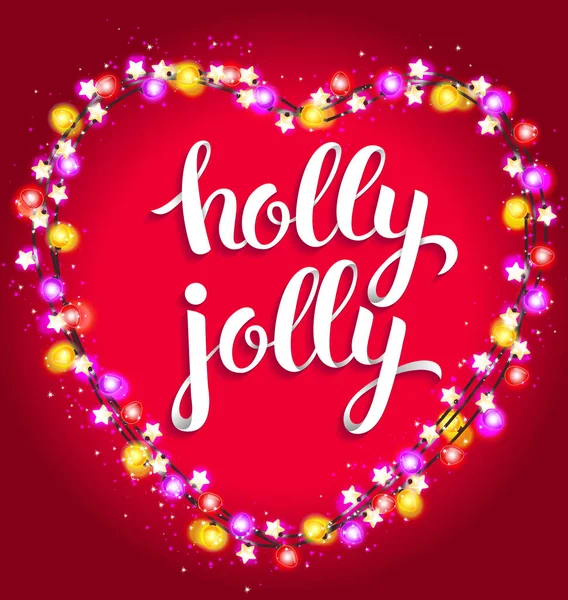 Holly allegra composizione luminosa con ghirlanda — Vettoriale Stock