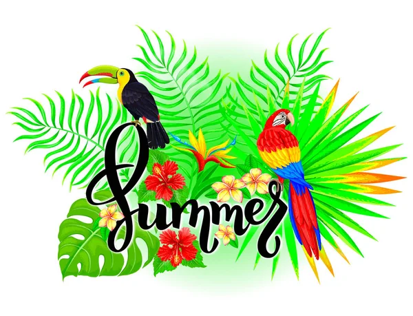 Summer bright tropical composition — Stock Vector