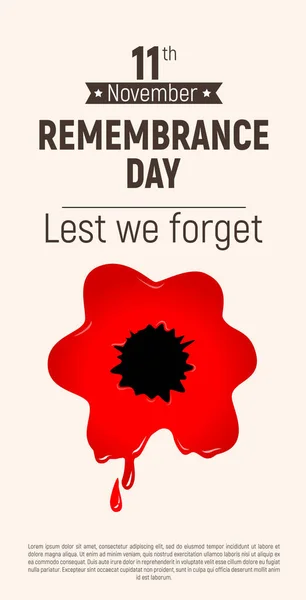 Remembrance Day Abychom Nezapomněli Červené Krvavé Mák Listopad — Stockový vektor