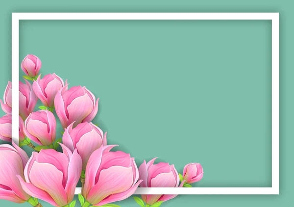 Arrière-plan avec magnolia pour un design horizontal — Image vectorielle