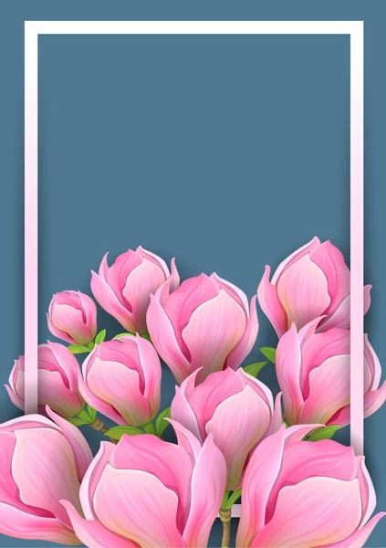 Fondo para el diseño con magnolia sobre fondo oscuro — Archivo Imágenes Vectoriales