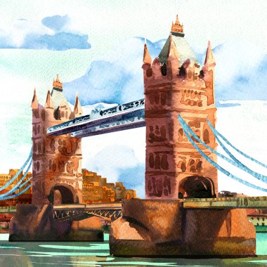 Thames Nehri üzerindeki Londra Kulesi 'nin tarihi simgesi. İngiltere, Uk, İngiltere. İngiliz sembolü, bulutlu güneşli bir gün.