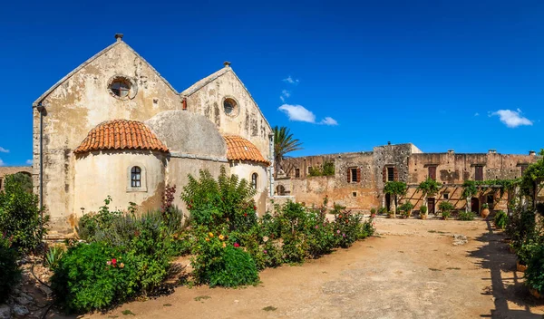 Arkadi Kloster Starkt Solljus Panorama Kreta Grekland Stockbild
