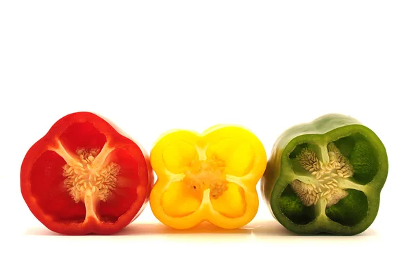 Beaux Légumes Mûrs Paprika Sur Fond Blanc — Photo