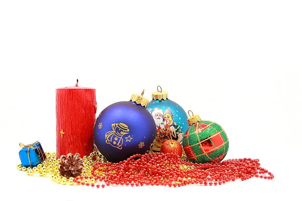 Photo Decorations Christmas New Year Composition Decorations Christmas Tree Holiday — Stock Photo, Image